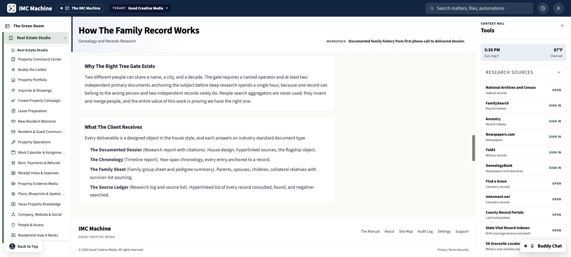 Family Record client deliverables and research tiers