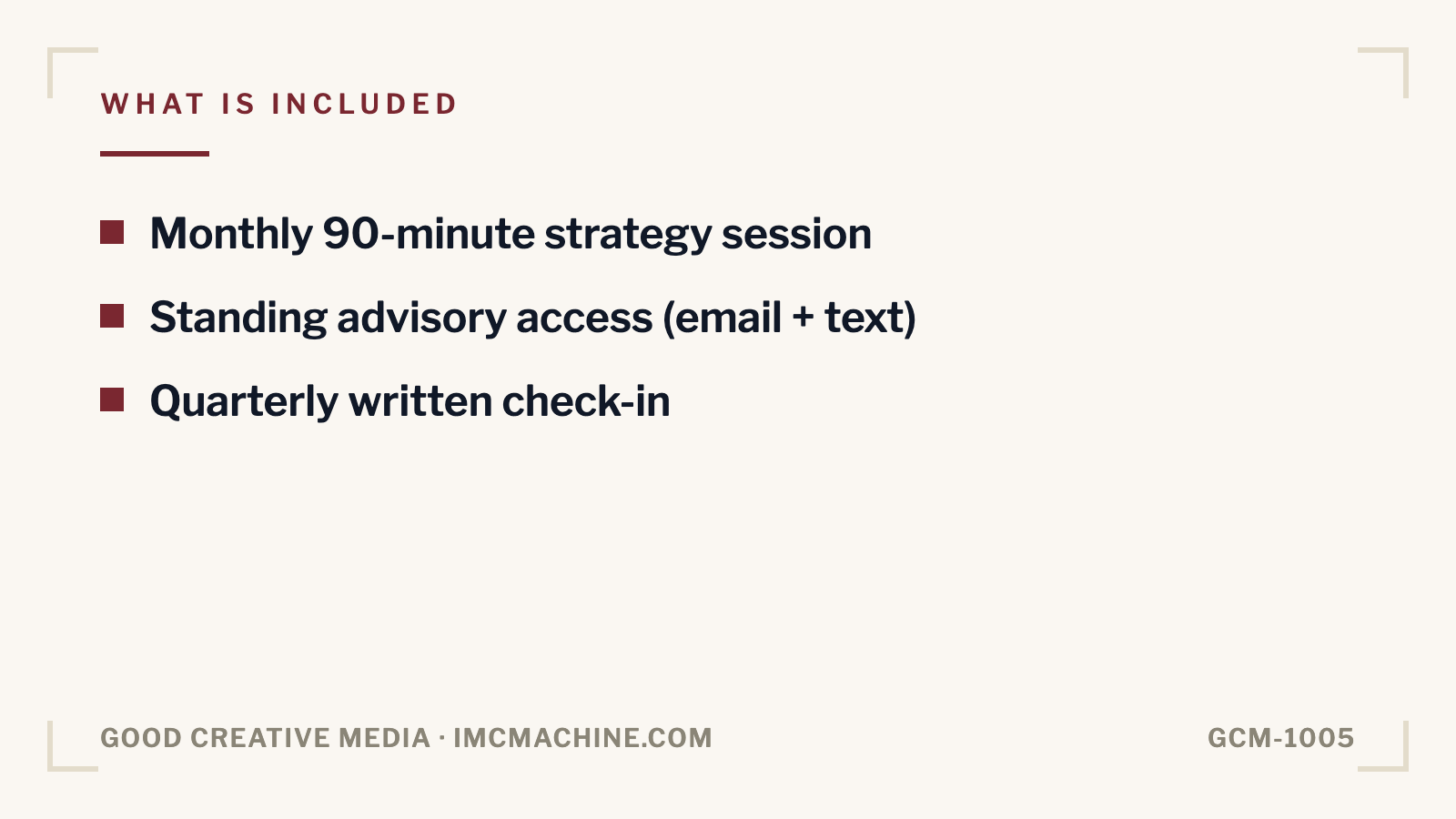 GCM-1005. Annual strategy retainer