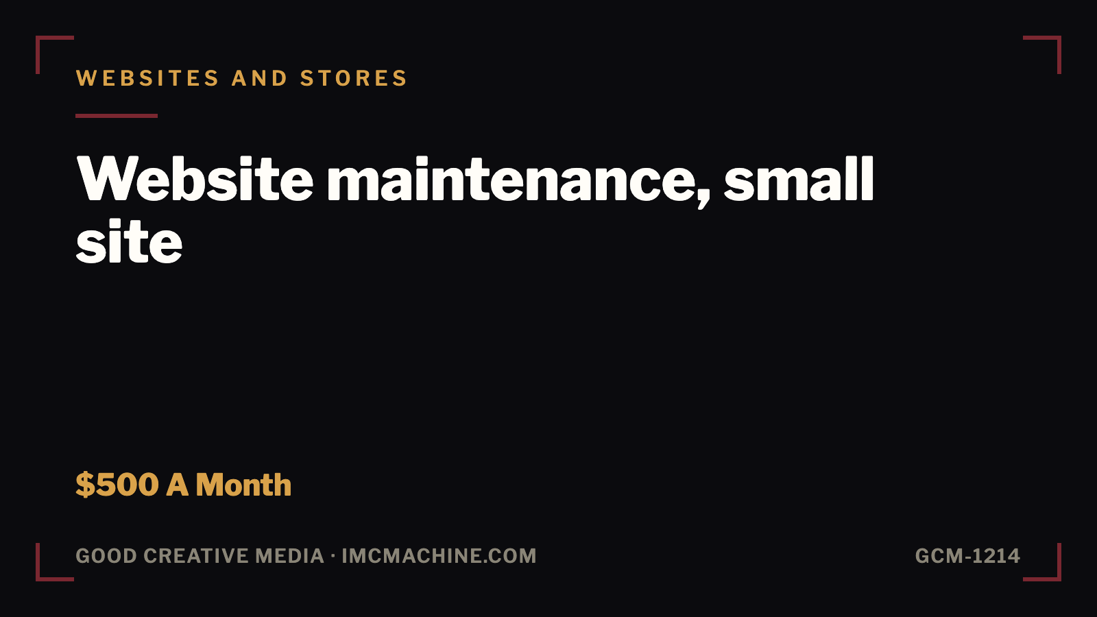 GCM-1214. Website maintenance, small site