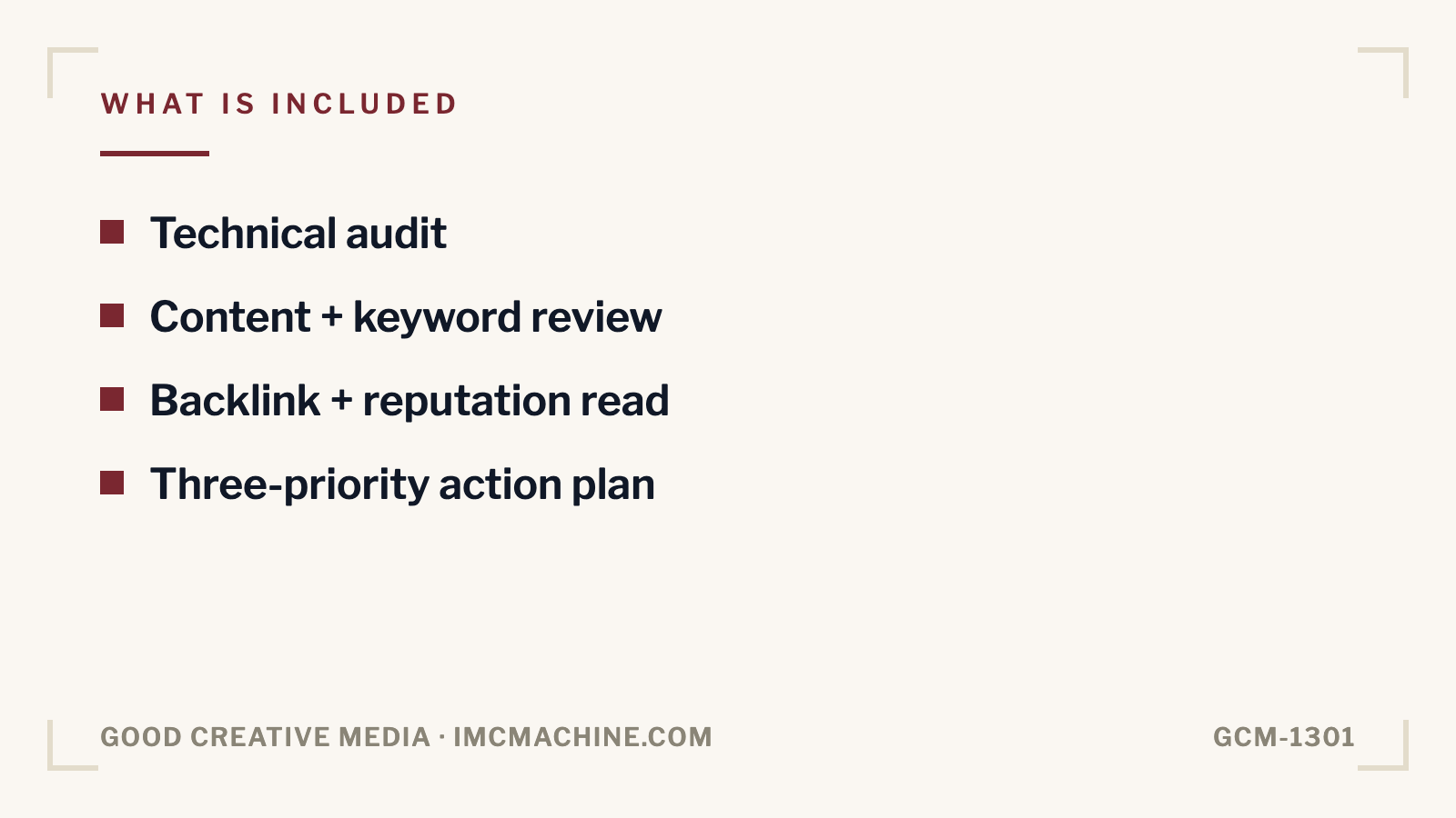 GCM-1301. SEO audit