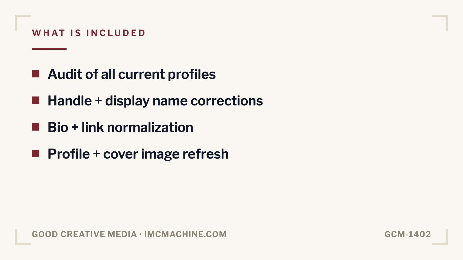 GCM-1402. All-platforms profile audit + cleanup