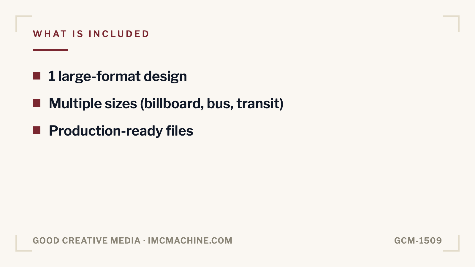 GCM-1509. Out-of-home / billboard creative