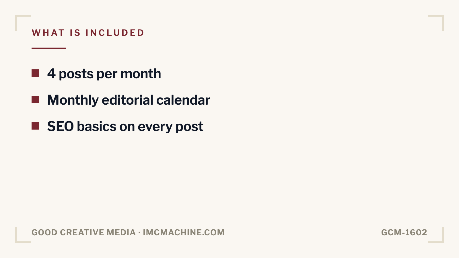 GCM-1602. Blog content pack (4 posts per month)