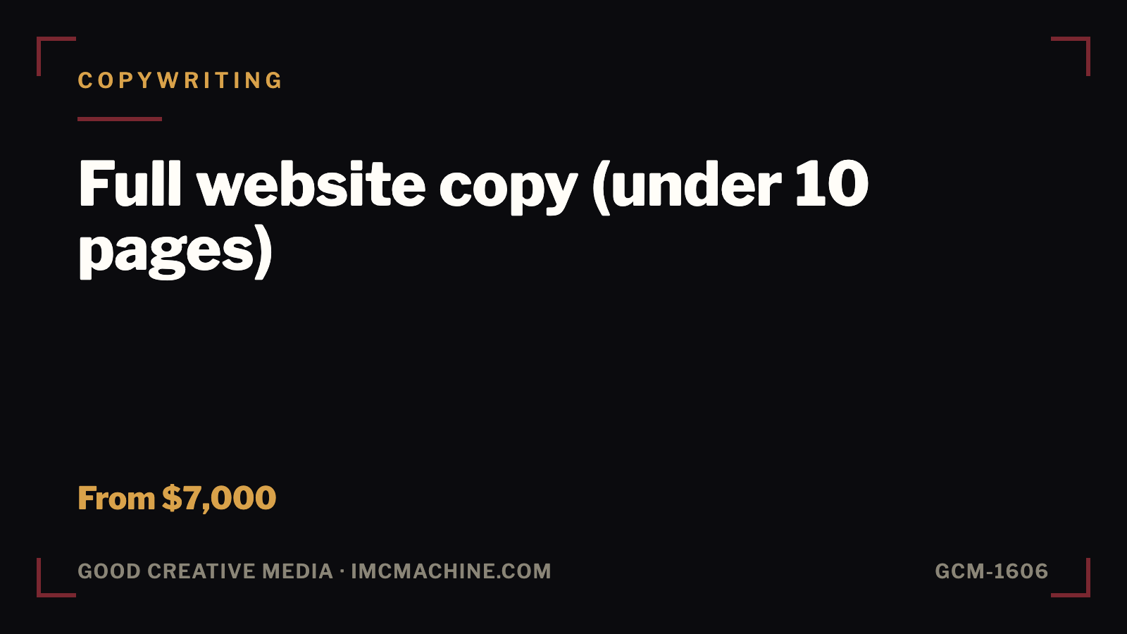 GCM-1606. Full website copy (under 10 pages)