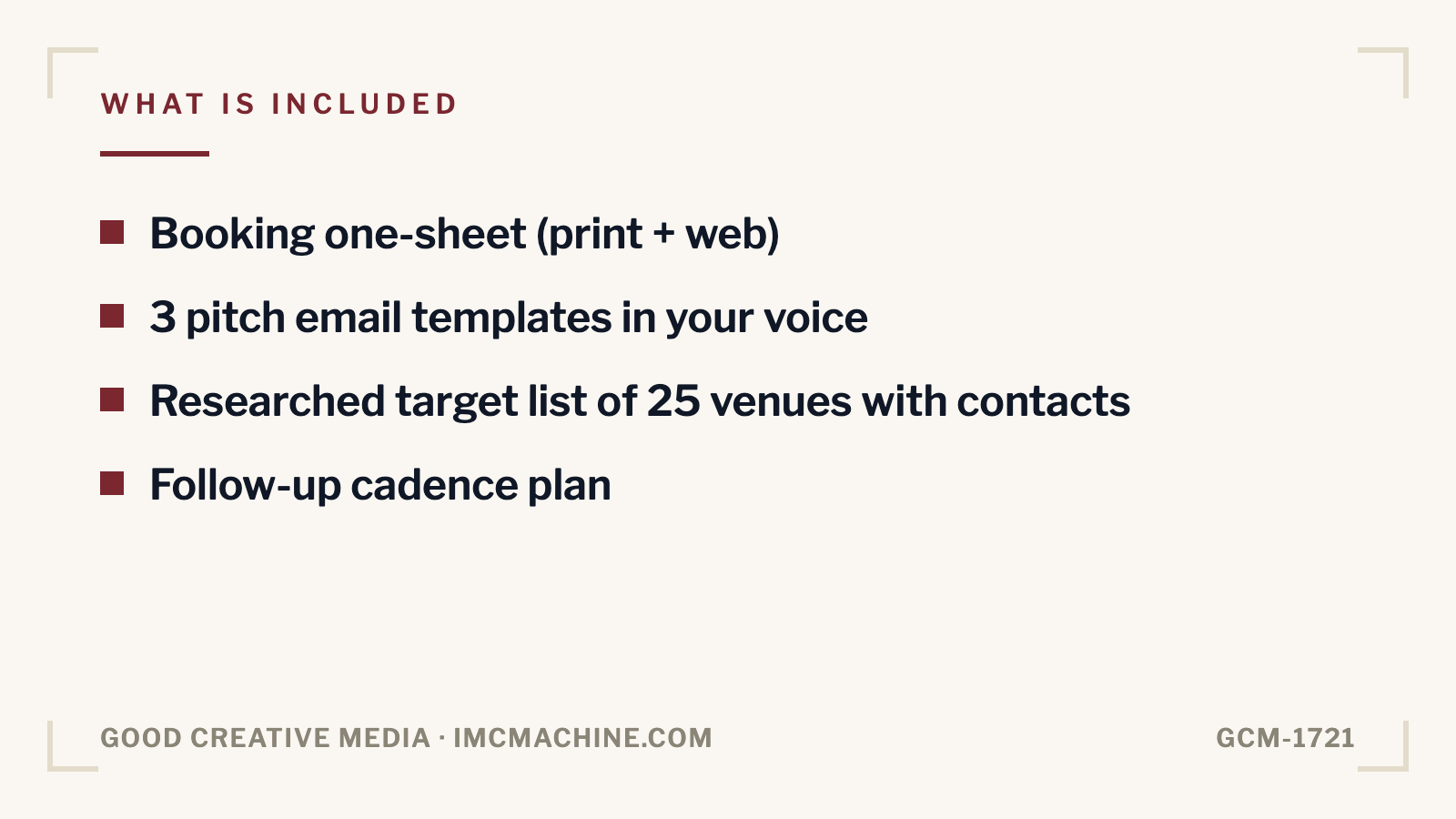 GCM-1721. Venue pitch kit