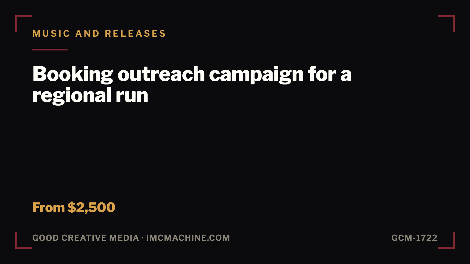 GCM-1722. Regional Booking Outreach Campaign