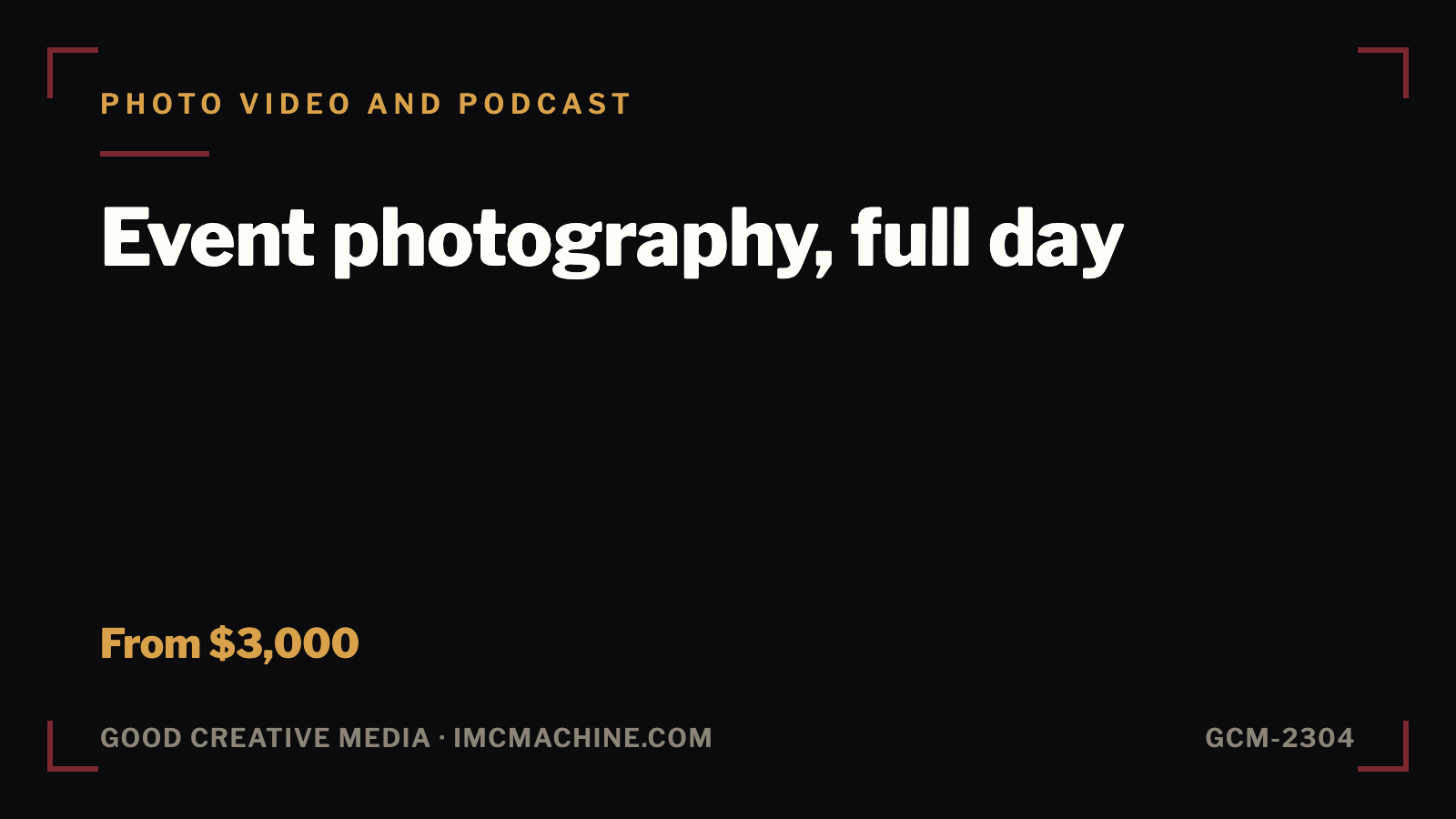 GCM-2304. Event photography, full day