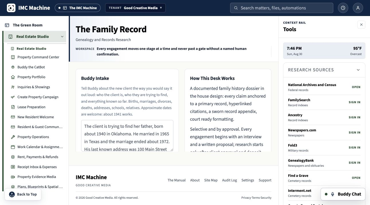 Current The Family Record application surface